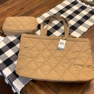 Vera Bradley Tan Quilted Tote Bag